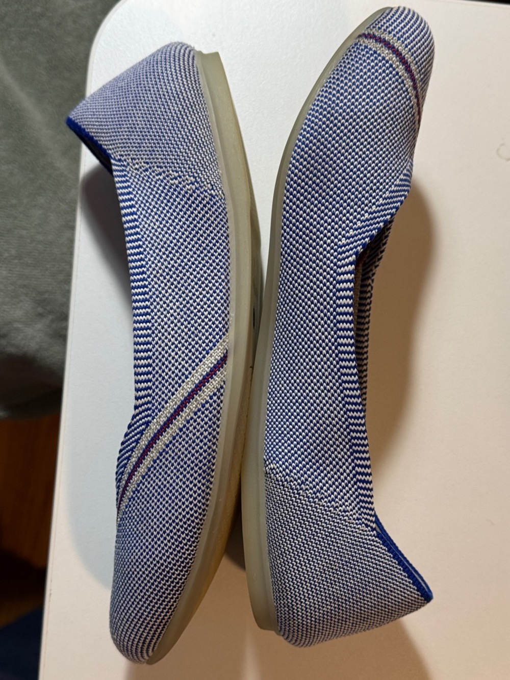 Rothy's Blue Knit Flats, retired style with Reflective Red Stripe, EUC, size 9 - Picture 8 of 10